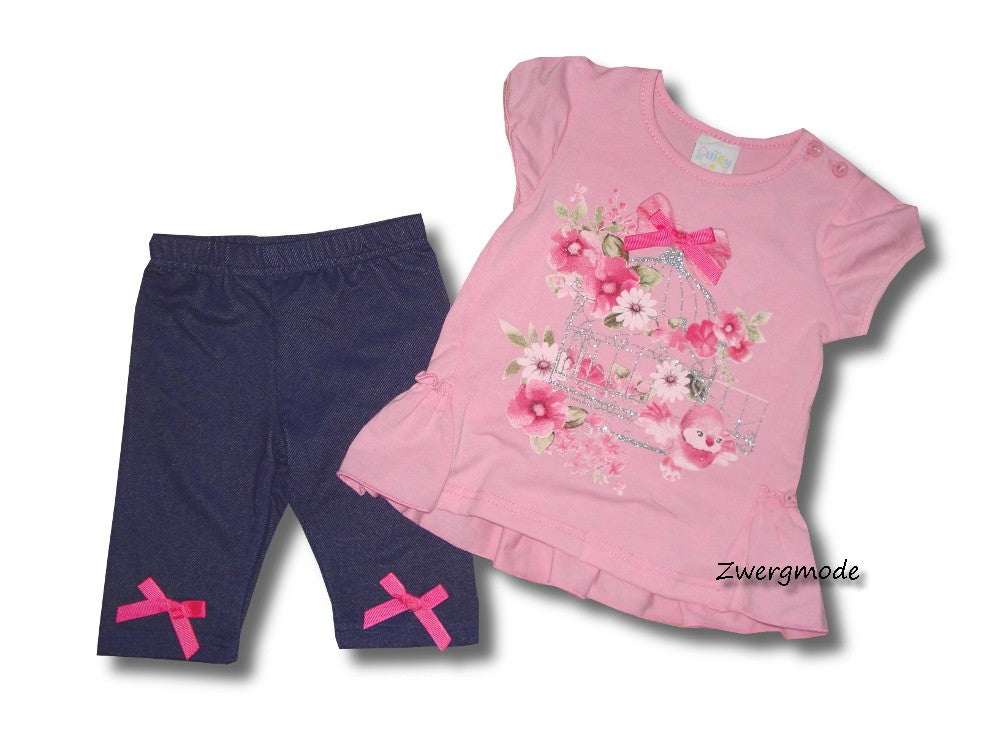 Cutey Pie - Kombi Outfit Set Mädchenoutfit Hose Shirt blau rosa Gr. 92 NEU