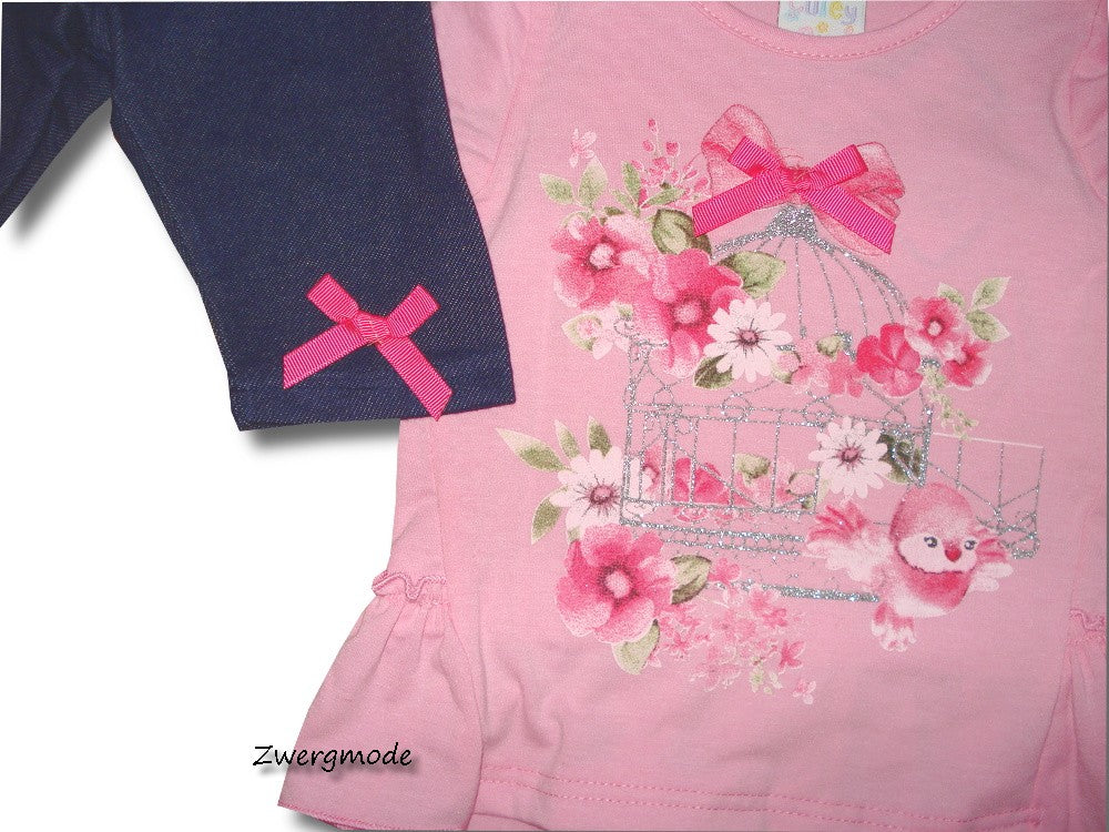Cutey Pie - Kombi Outfit Set Mädchenoutfit Hose Shirt blau rosa Gr. 92 NEU