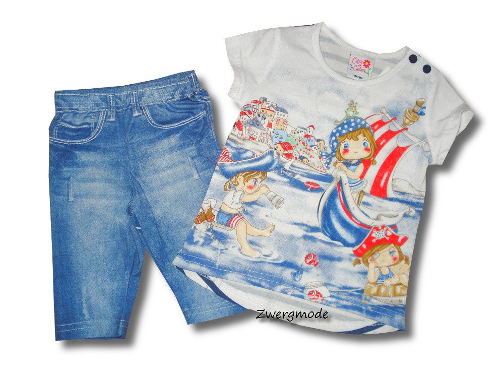 Cutey Couture - Kombi Outfit Set Hose Shirt Mädchenkombi Piratinnen Gr. 86 NEU
