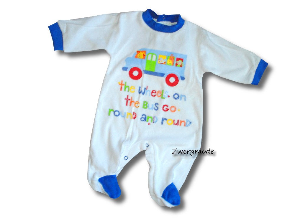 Just too Cuddly - Strampler Fleece weiss-blau "Bus and Animals" *NEU*