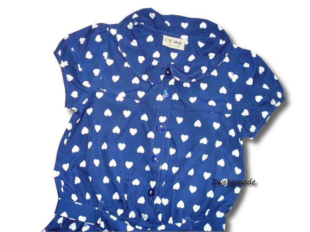 Next - Spieler Overall Jumpsuit Mädchenspieler Einteiler Blau mit Herzen Gr. 110
