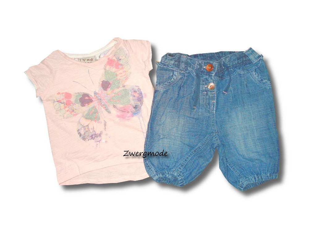 Next - Kombi Set Mädchenkombi Jeans und Shirt "Butterfly" Gr. 74
