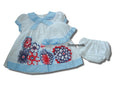 Sweet Elegance - Kleid Kombi Outfit mit Windelhose, Hut "Flowers" weiss-hellblau *NEU*