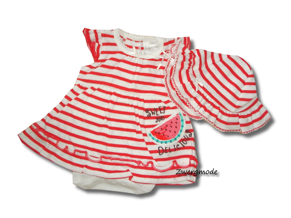 Baby Town - Kombi Outfit Set Mädchen Kleid und Mütze Wassermelone Gr. 44/50 NEU