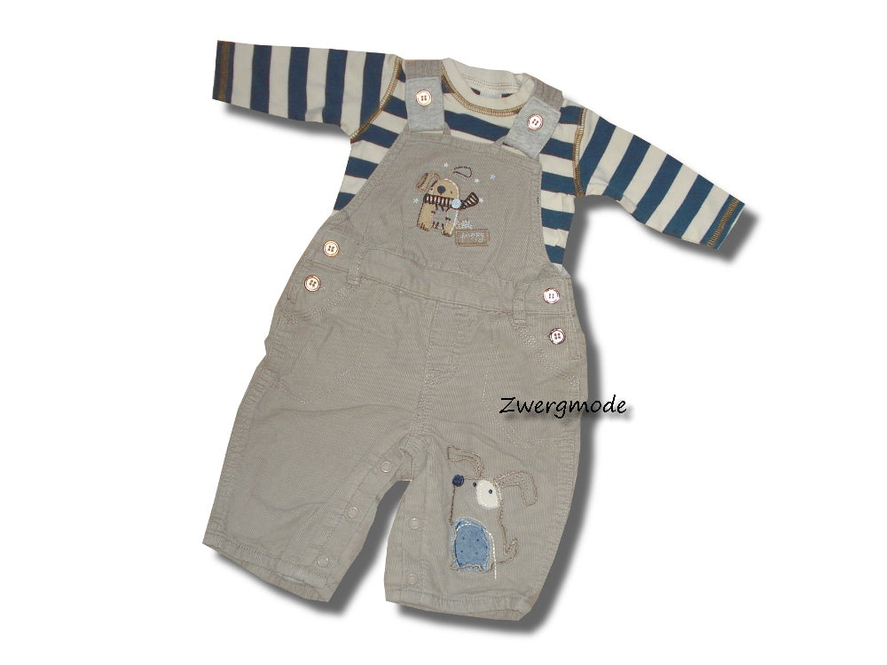 Next - Kombi Outfit Latzhose Cord "dog" + Body Gr. 56/62