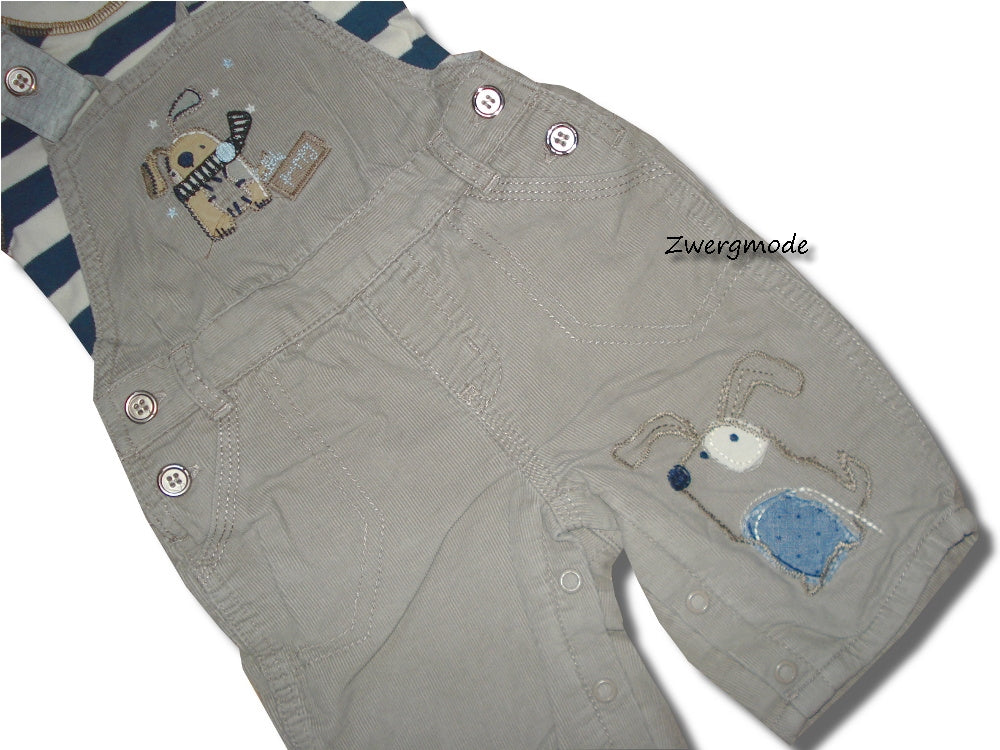 Next - Kombi Outfit Latzhose Cord "dog" + Body Gr. 56/62