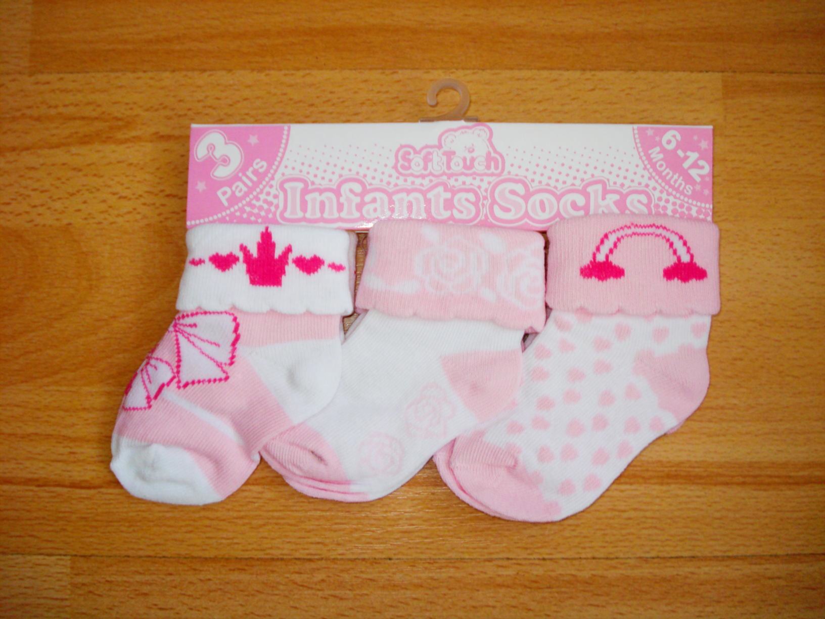 Soft Touch - Babysocken Babystrümpfe rosa weiss Mädchen Gr. 62-68 NEU