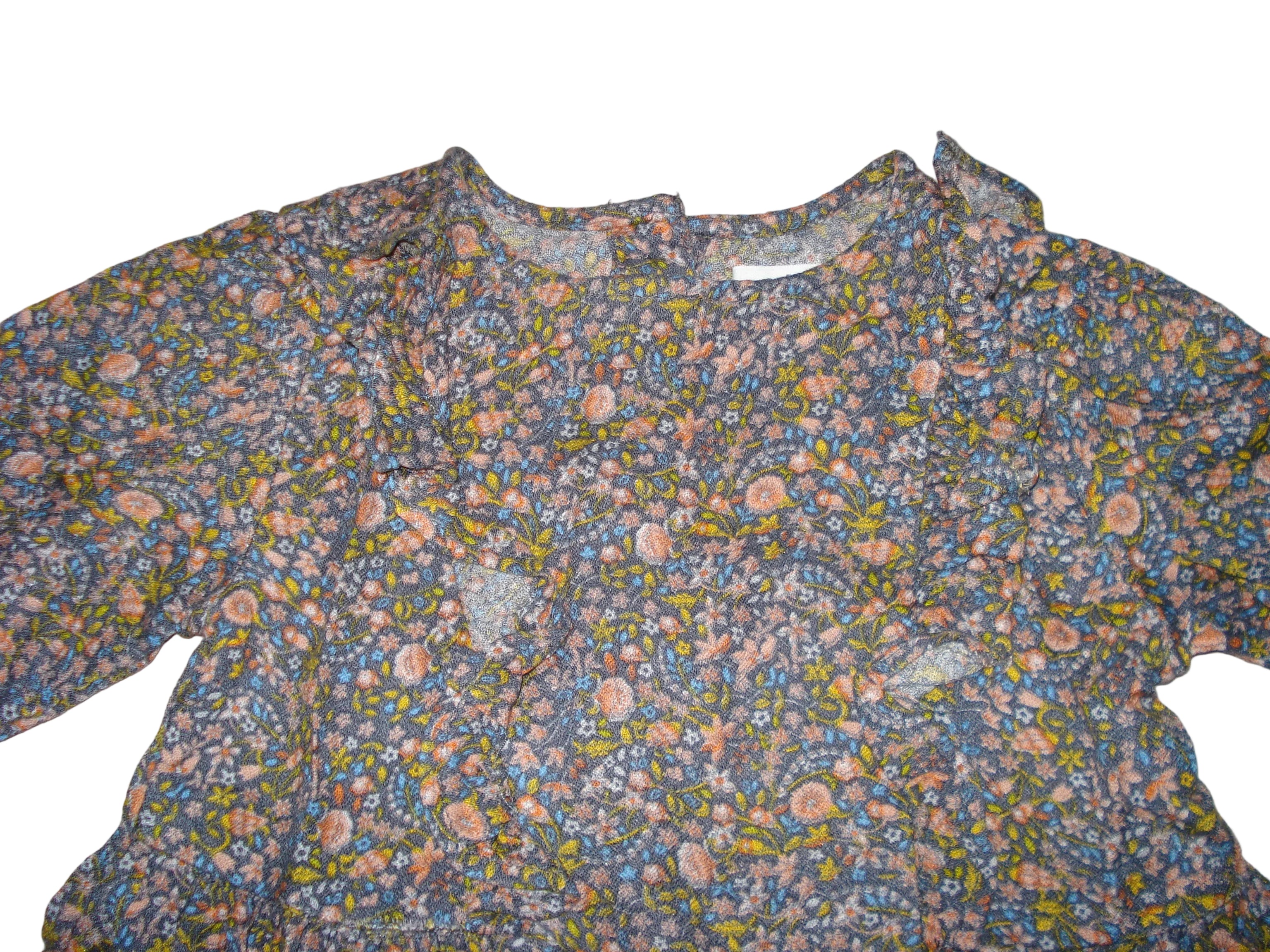 Next - Kleid Langarmkleid Mädchenkleid braun Blumen Gr. 80