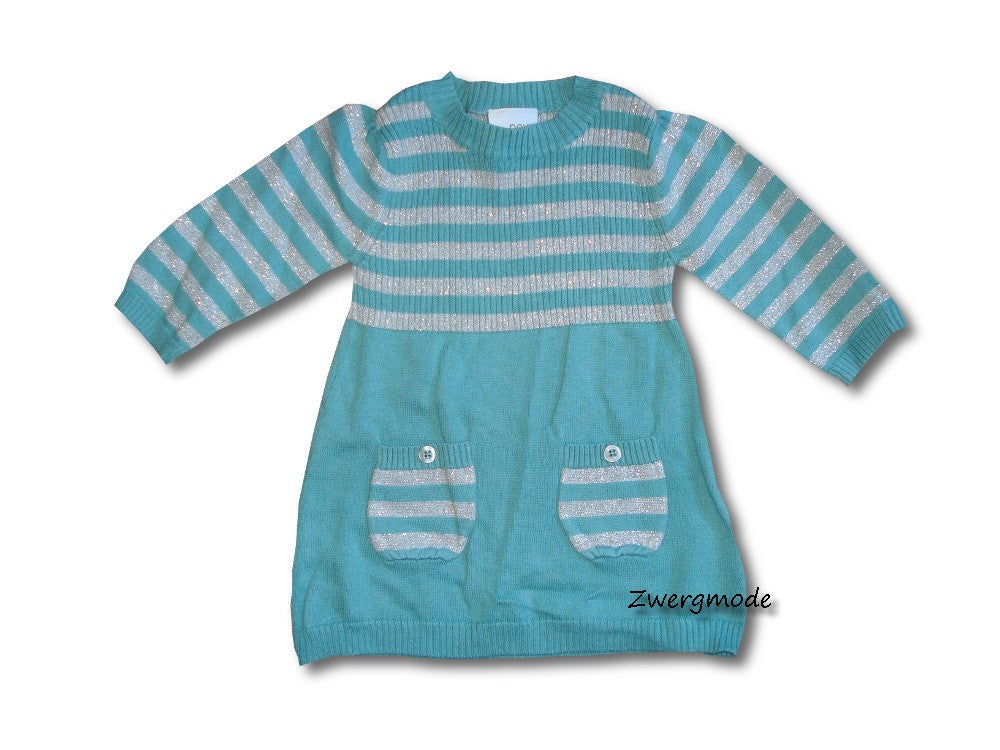 Next - Kleid Mädchen Strickkleid grün grau Gr. 62-68