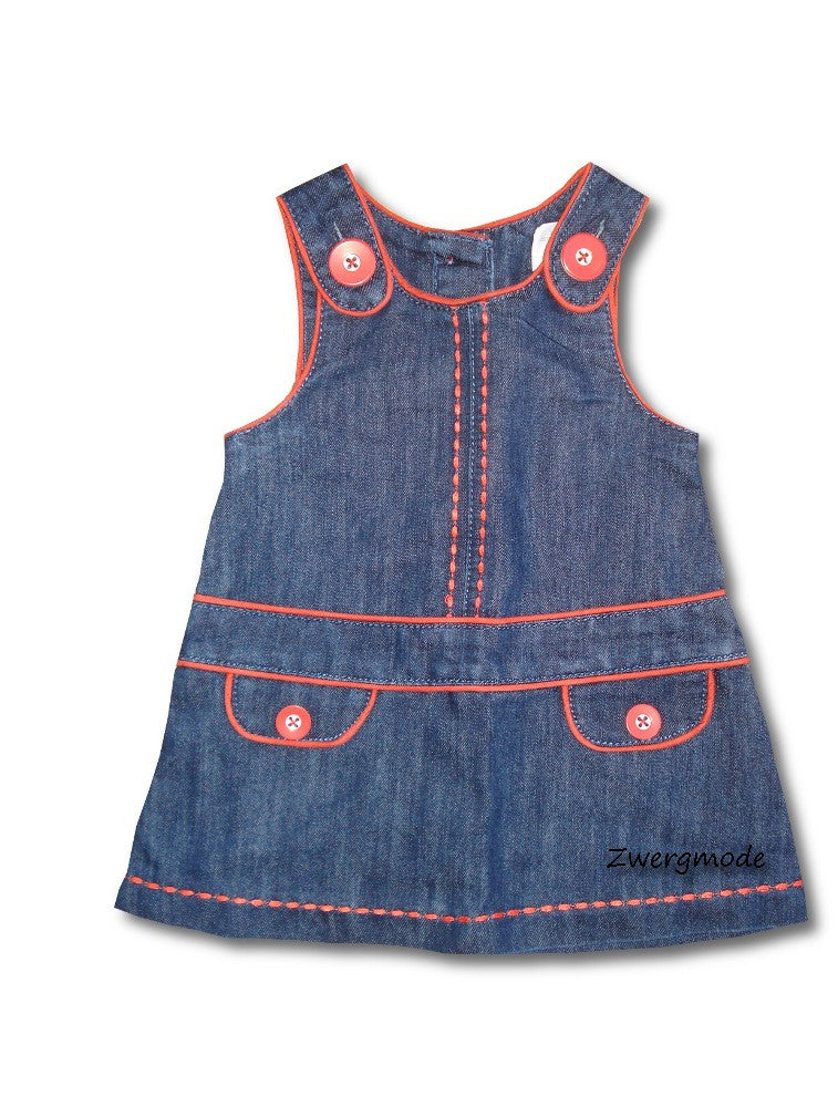 Next - Kleid Mädchen Jeanskleid blau rot Gr. 62-68