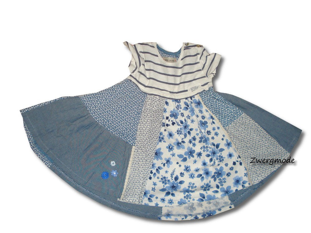 Next - Kleid weiss blau mit Blumen Gr. 92/98