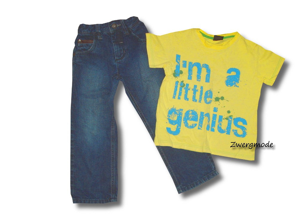 Next - Kombi Outfit Jeans + Shirt Jungenkombi "Little Genius" Gr. 104