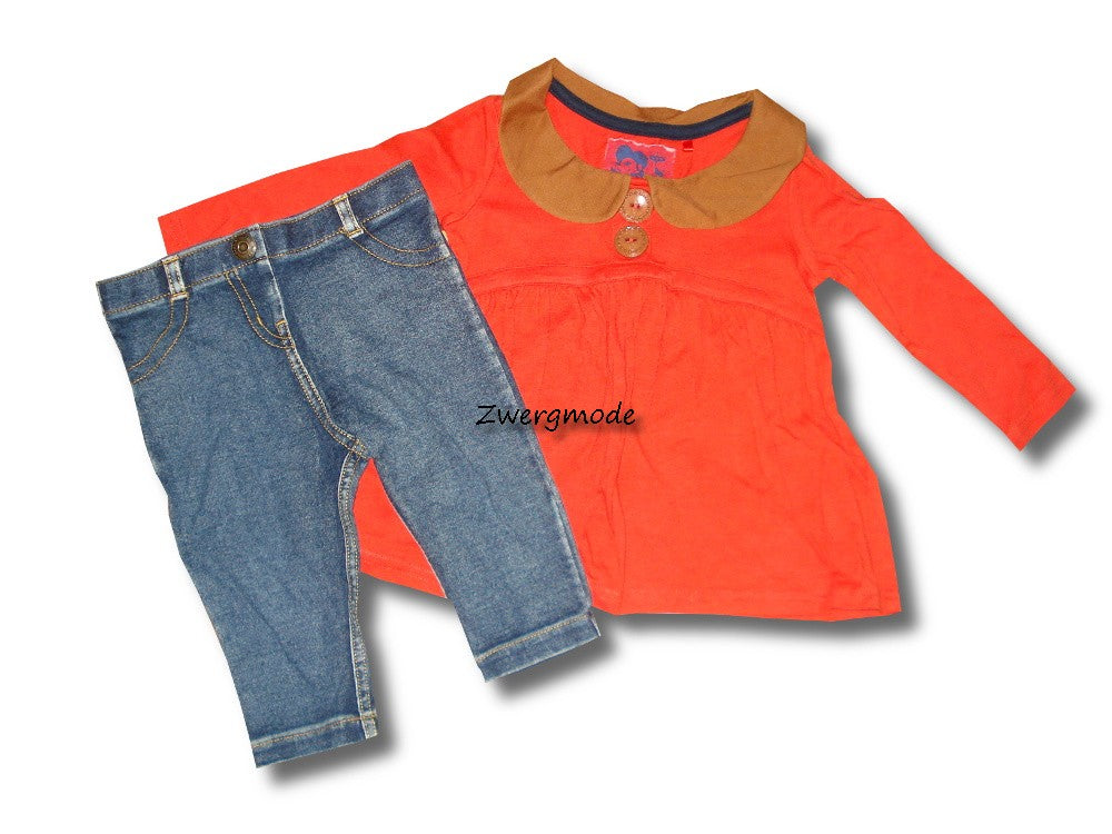 Next - Kombi Outfit Mädchenkombi Jeans + Tunika blau Orange Gr. 74