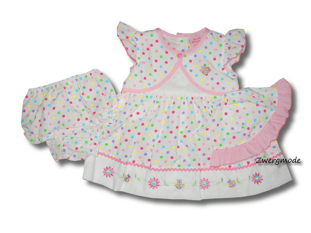 Sweet Elegance - Outfit Set Mädchenkleid Hose Mütze Polka Dot Gr. 74/80 NEU