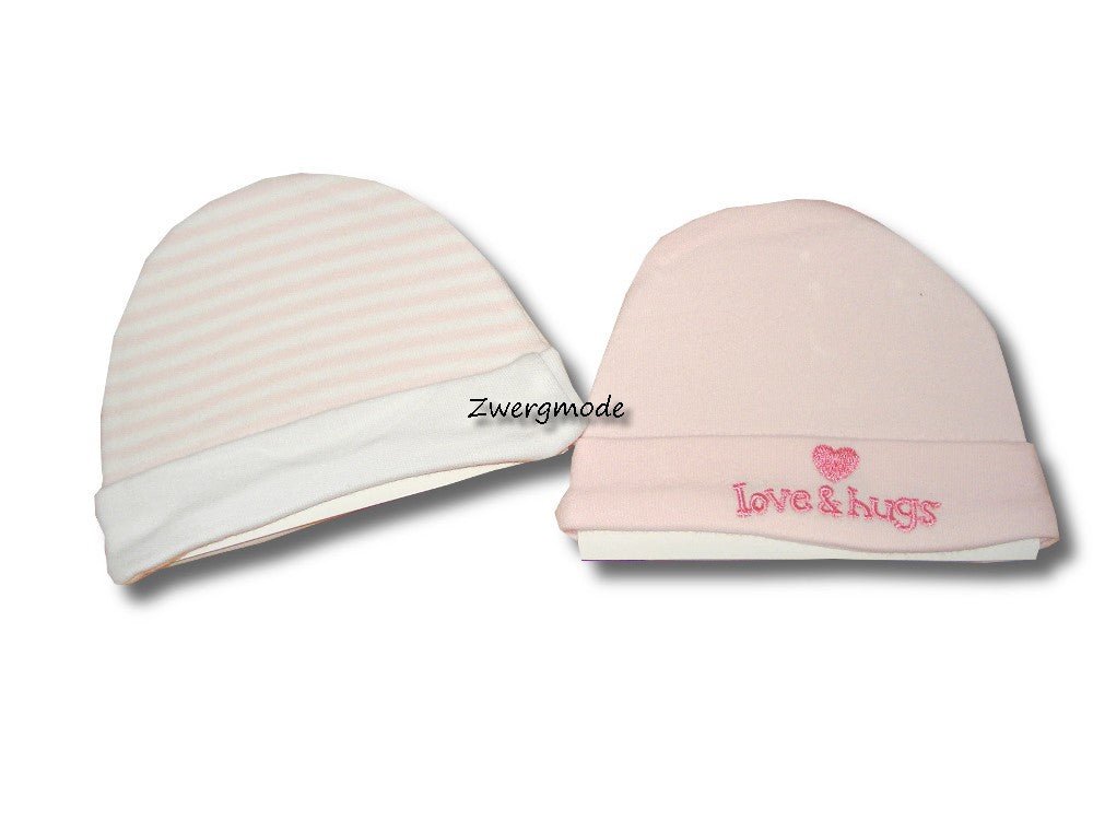 Tiny Me - 2 Mützen Hüte Mädchen "Love & Hugs" weiss-rosa *NEU*