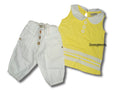 Next - Kombi Outfit Set Hose Leinen und Tunikashirt weiss gelb Gr. 80