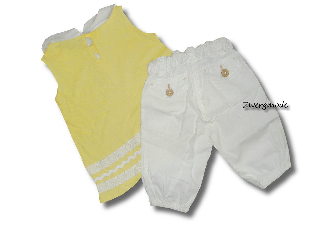 Next - Kombi Outfit Set Hose Leinen und Tunikashirt weiss gelb Gr. 80