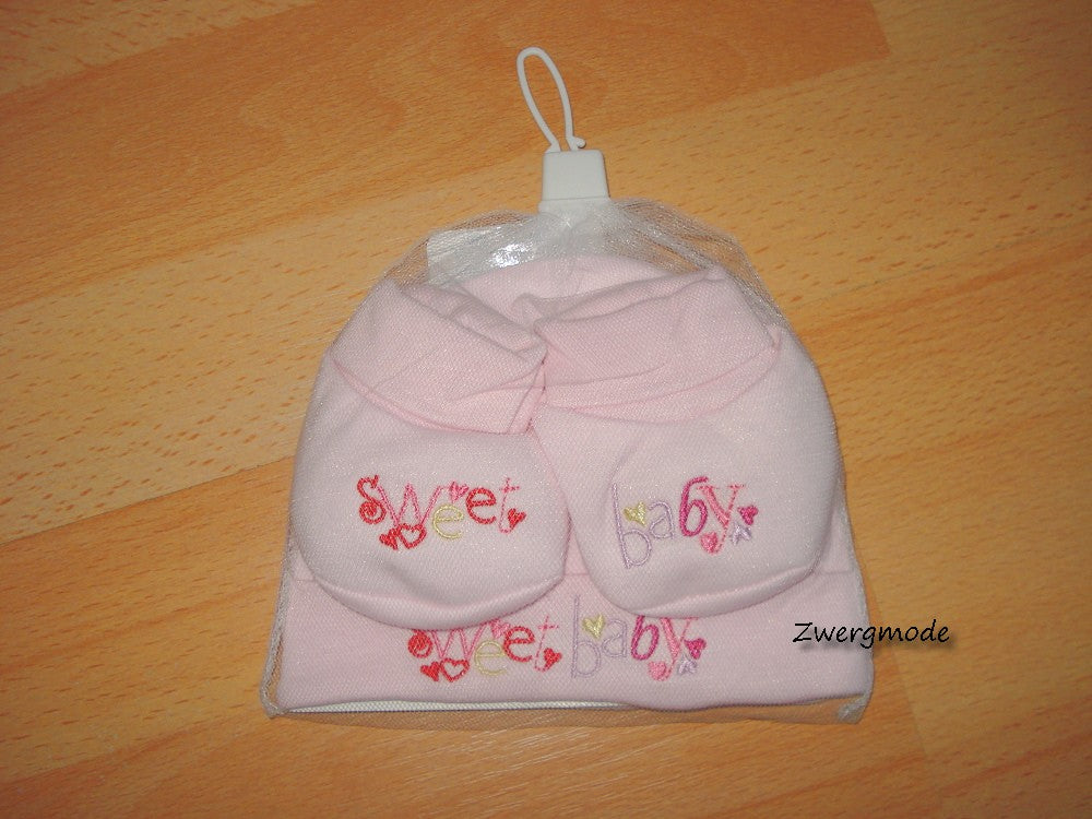 Soft Touch - Geschenkset Mütze + Schuhe "Sweet Baby" rosa *NEU*