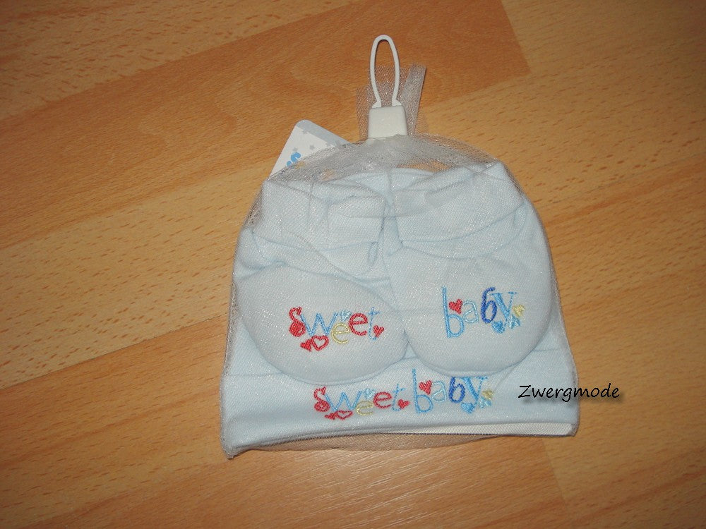 Soft Touch - Geschenkset Mütze + Schuhe " Sweet Baby" blau *NEU*