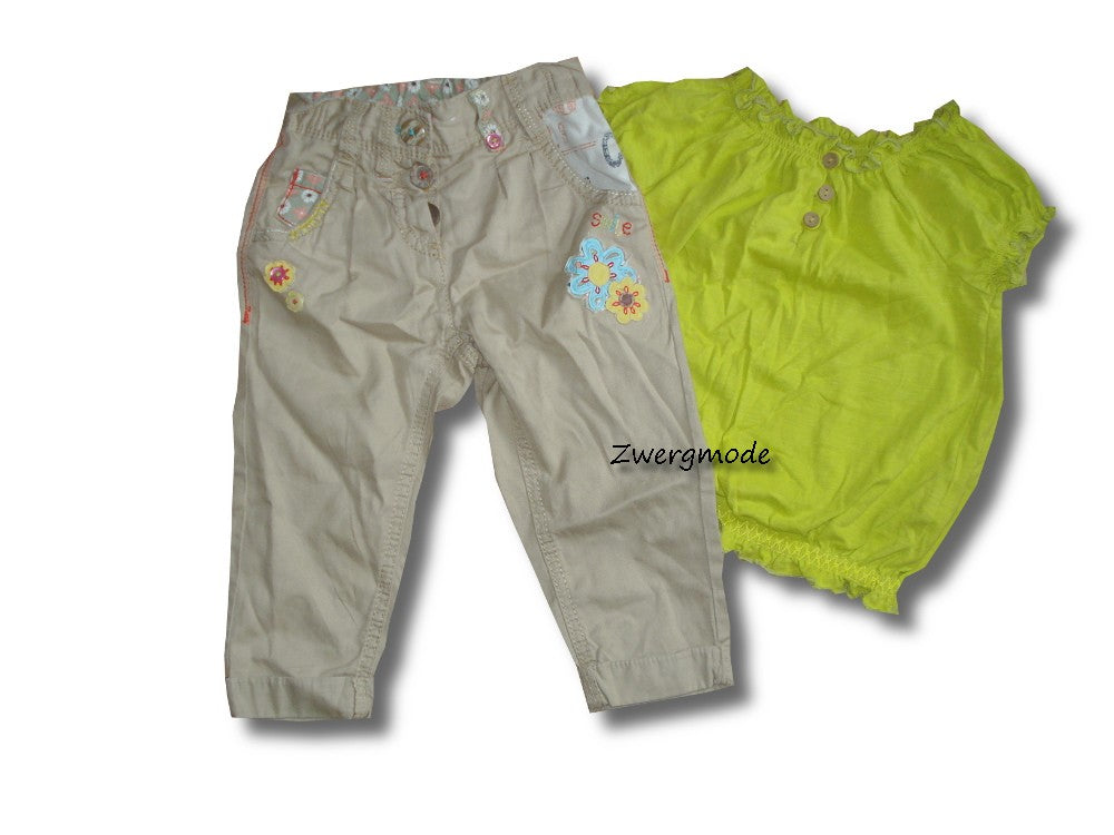 Next - Kombi Outfit Set Mädchenkombi Hose beige + Top Gr. 80