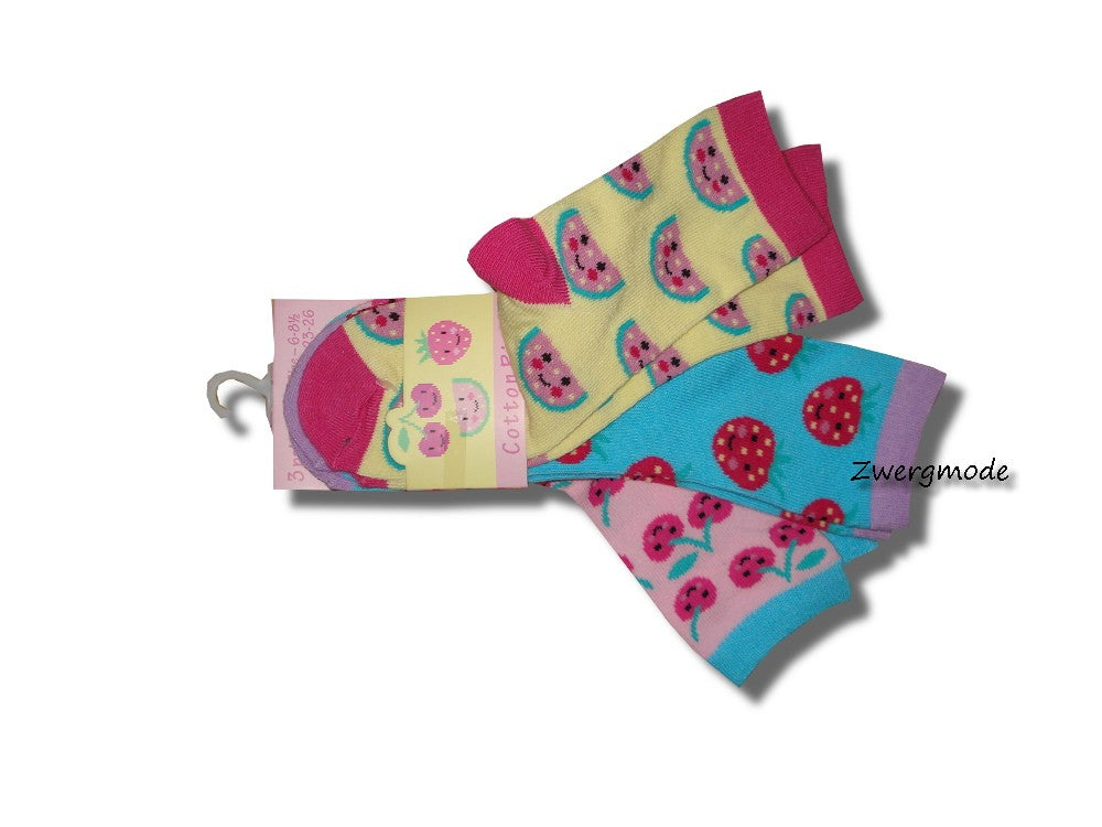 England - 3 Paar Kindersocken Socken "Früchte" Gr. 31-36 *NEU*