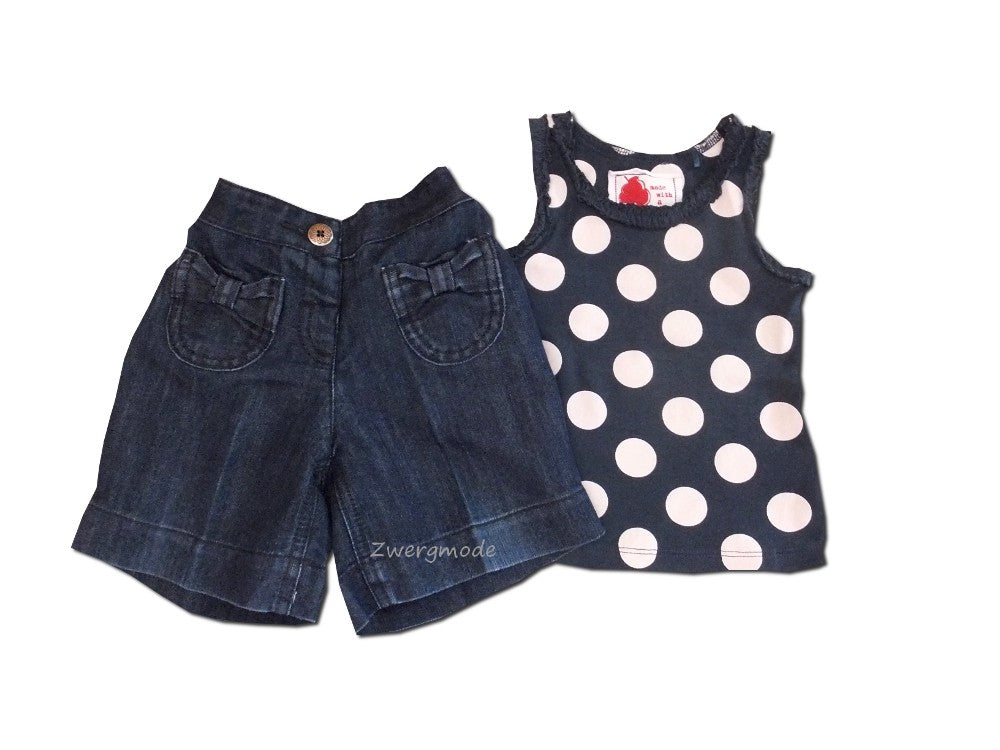 Next - Kombi Outfit Set Jeans + Top Polka Dots blau weiss Gr. 62-68