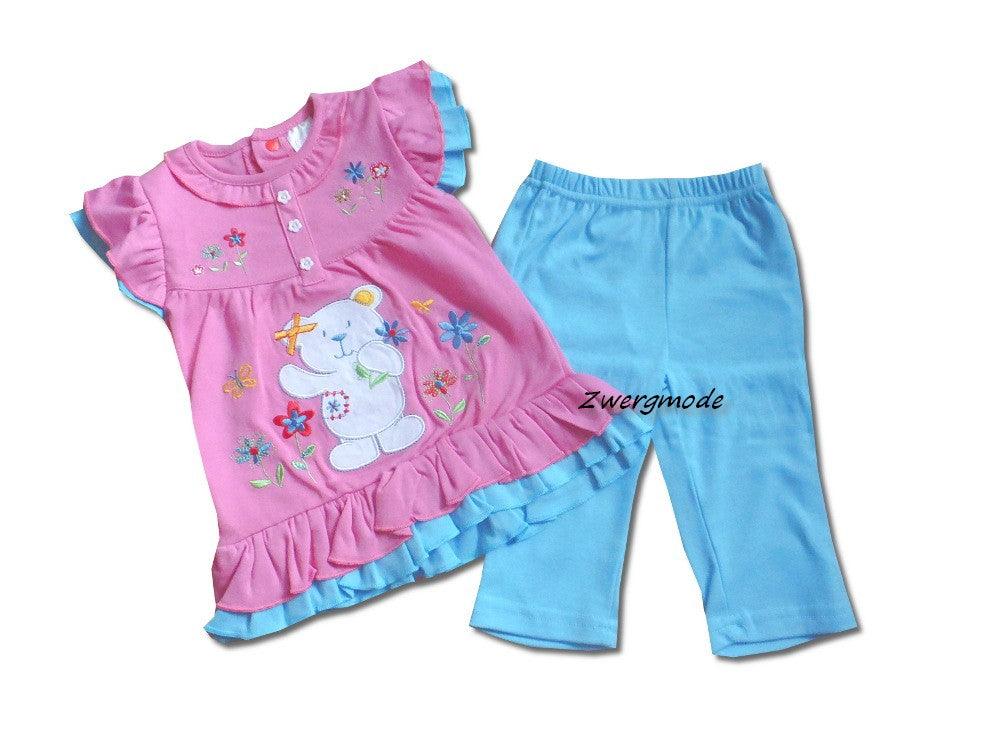 Cutey Couture - Kombi Outfit Set Mädchen Hose Kleid rosa blau Teddy Gr. 74/80 NEU