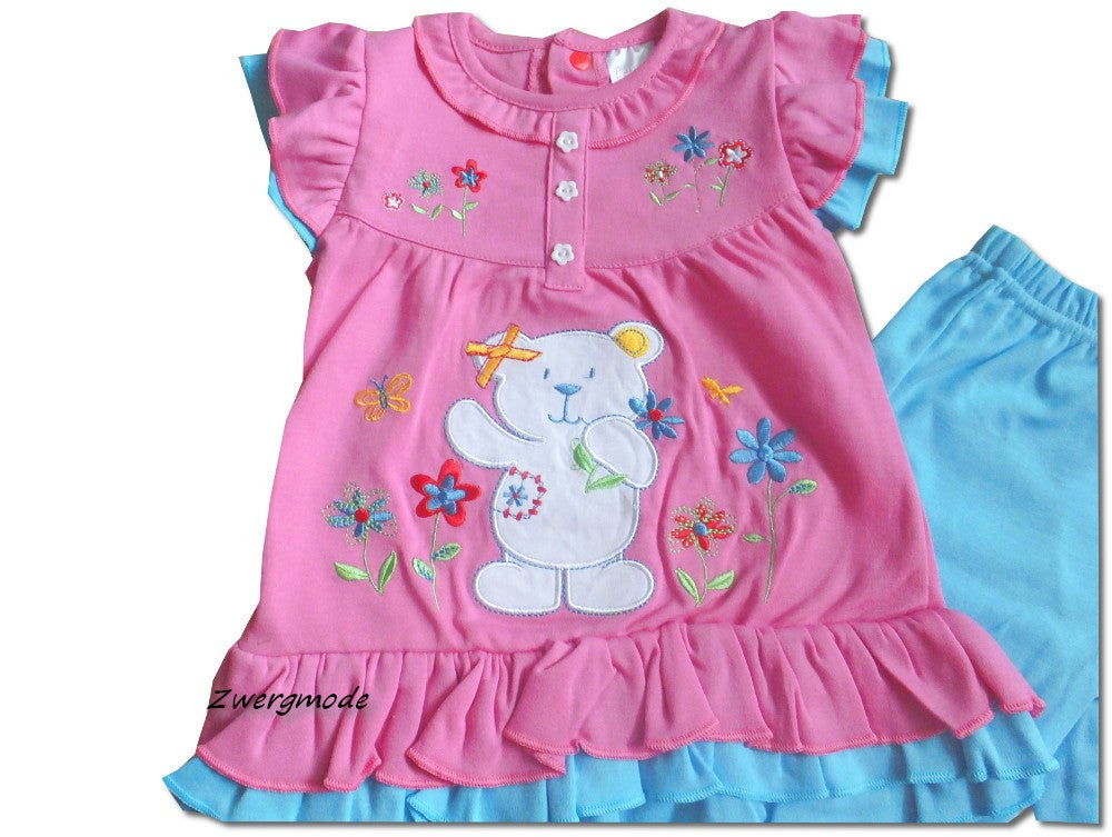 Cutey Couture - Kombi Outfit Set Mädchen Hose Kleid rosa blau Teddy Gr. 74/80 NEU