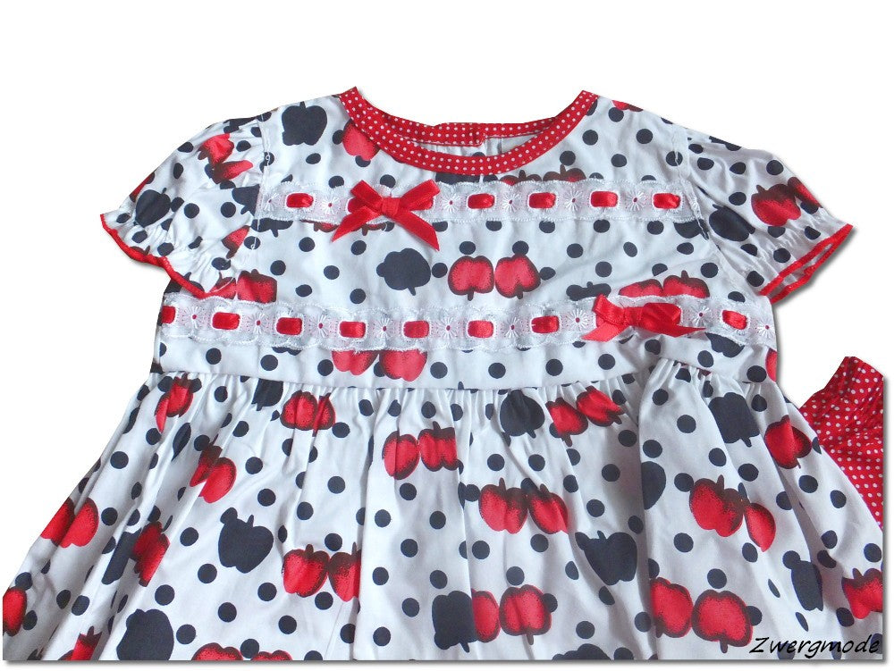 Cutey Pie - Kombi Outfit Set Mädchenkleid Kleid Hose rot weiss Äpfel Gr. 62-68 NEU