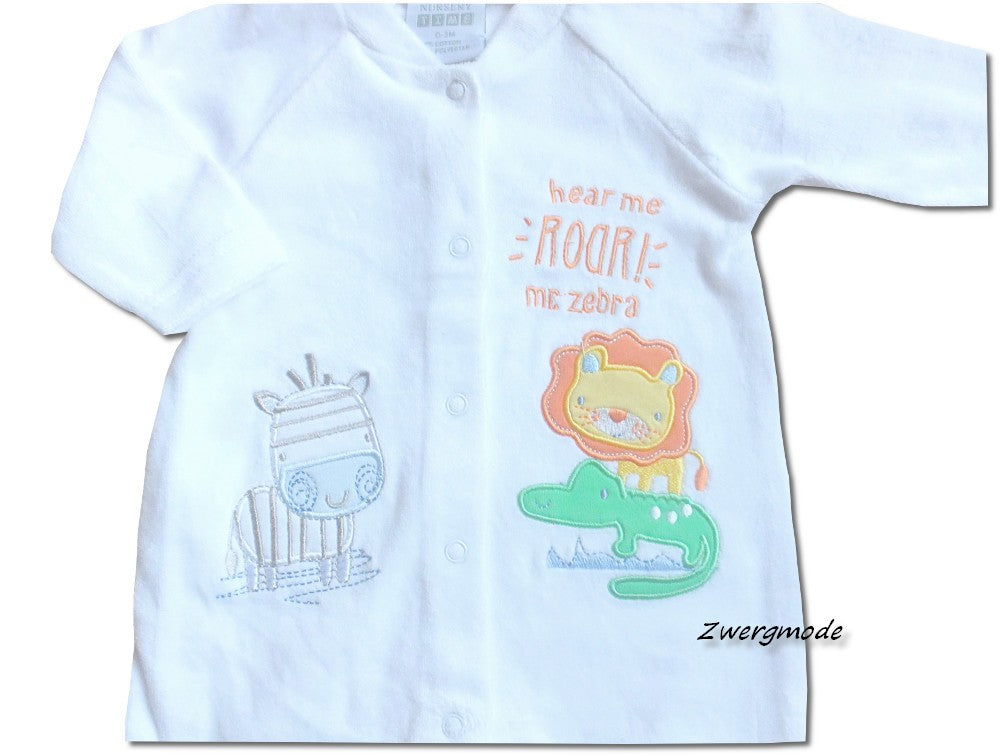 Nursery Time - Strampler Fleece weiss mit Tieren Gr. 56/62 und 62/68 *NEU*