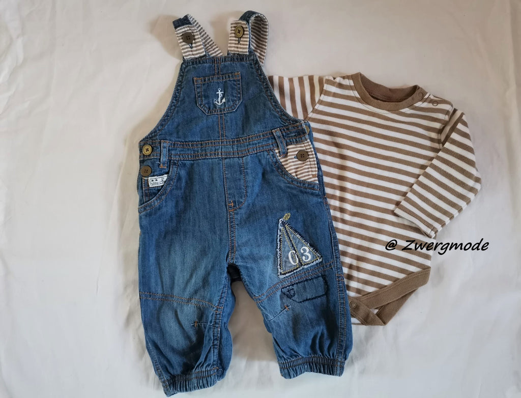 Next - Kombi Outfit Latzhose Jungenkombi Jeans + Body Gr. 62-68
