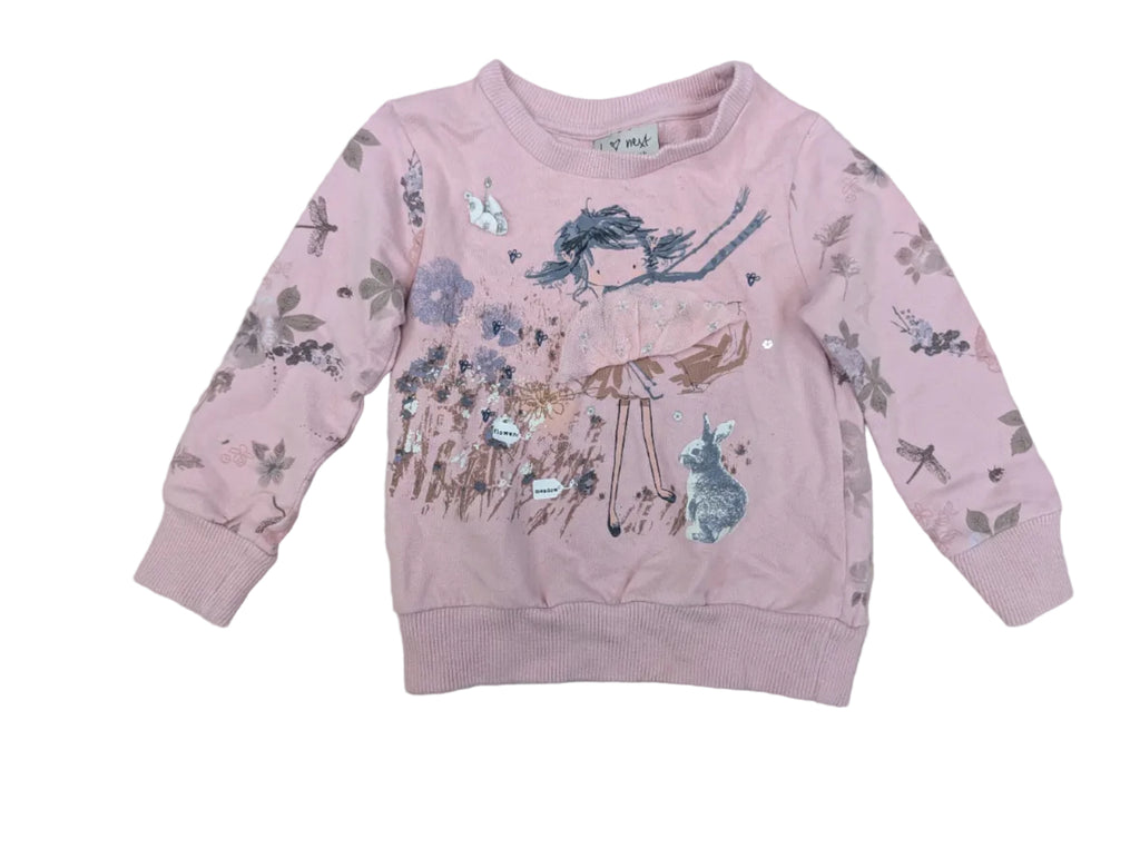 Next - Sweatshirt Mädchenshirt langarm Shirt rosa Gr. 80-86