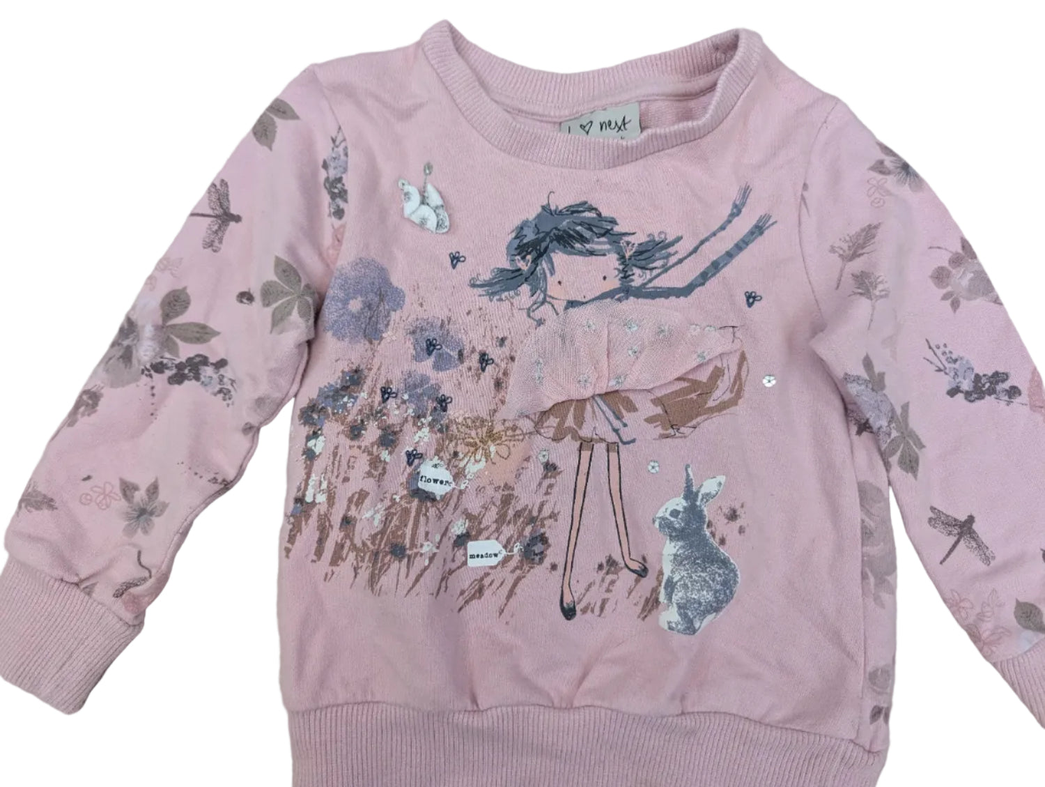 Next - Sweatshirt Mädchenshirt langarm Shirt rosa Gr. 80-86