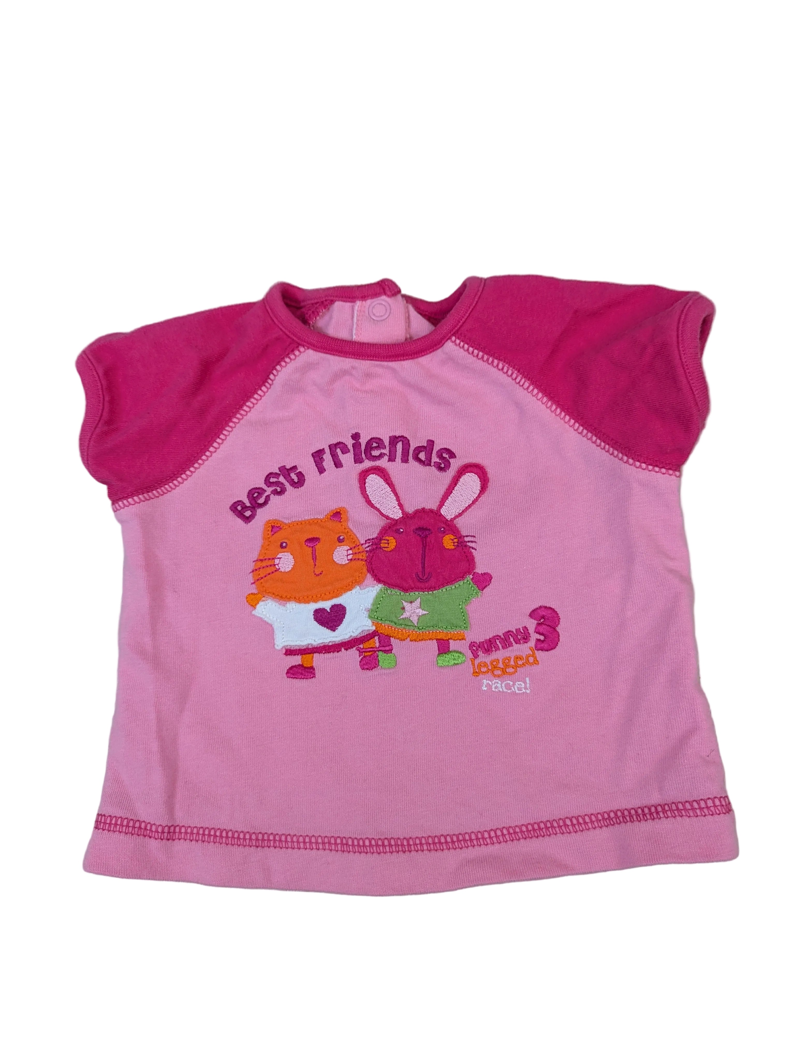 Mothercare - T-Shirt Shirt rosa rot "Best Friends" Mädchen Gr. 56-62
