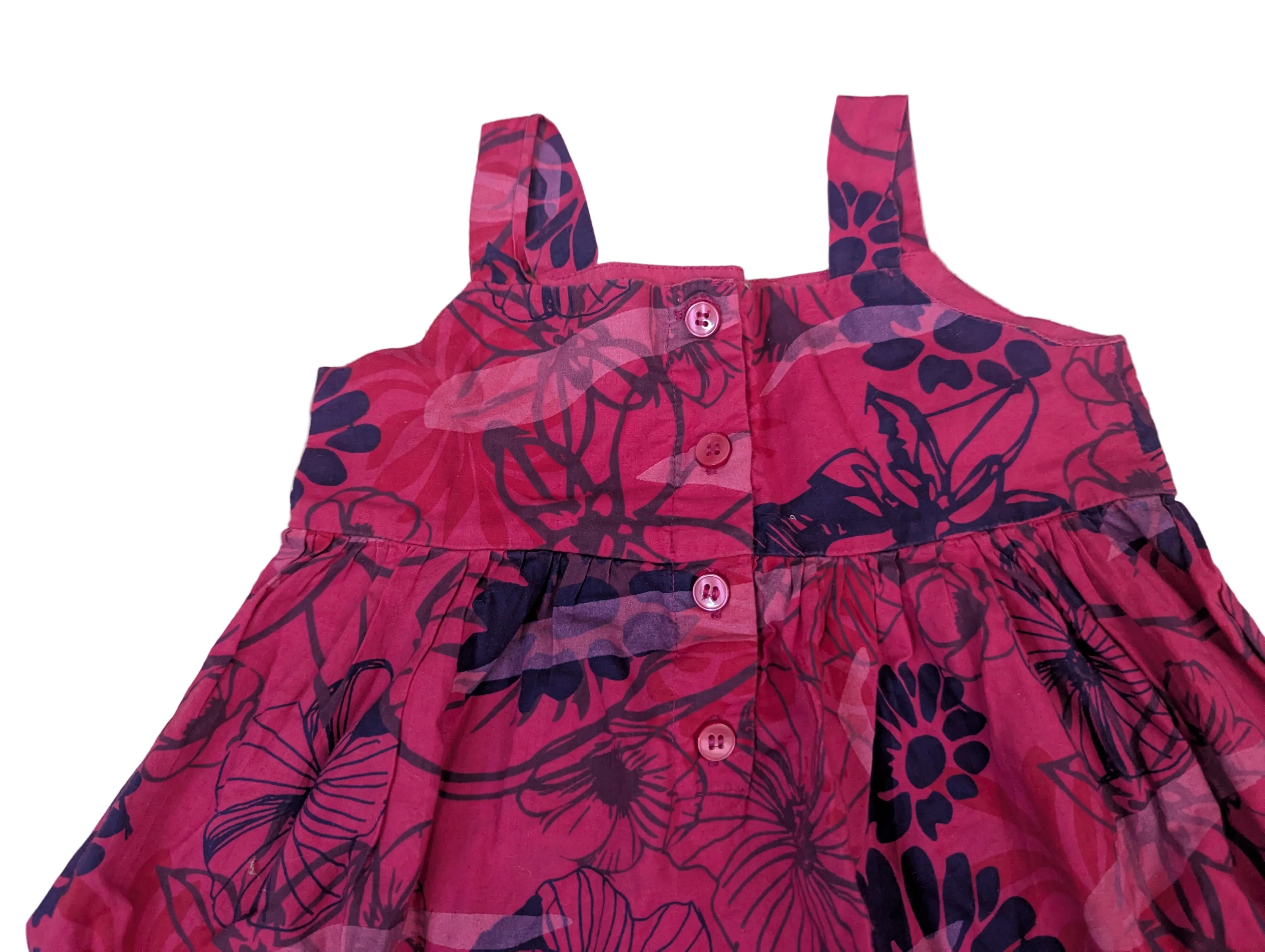 NEXT - Kleid Mädchenkleid Trägerkleid Mädchen secondhand rot Blumen Gr. 86