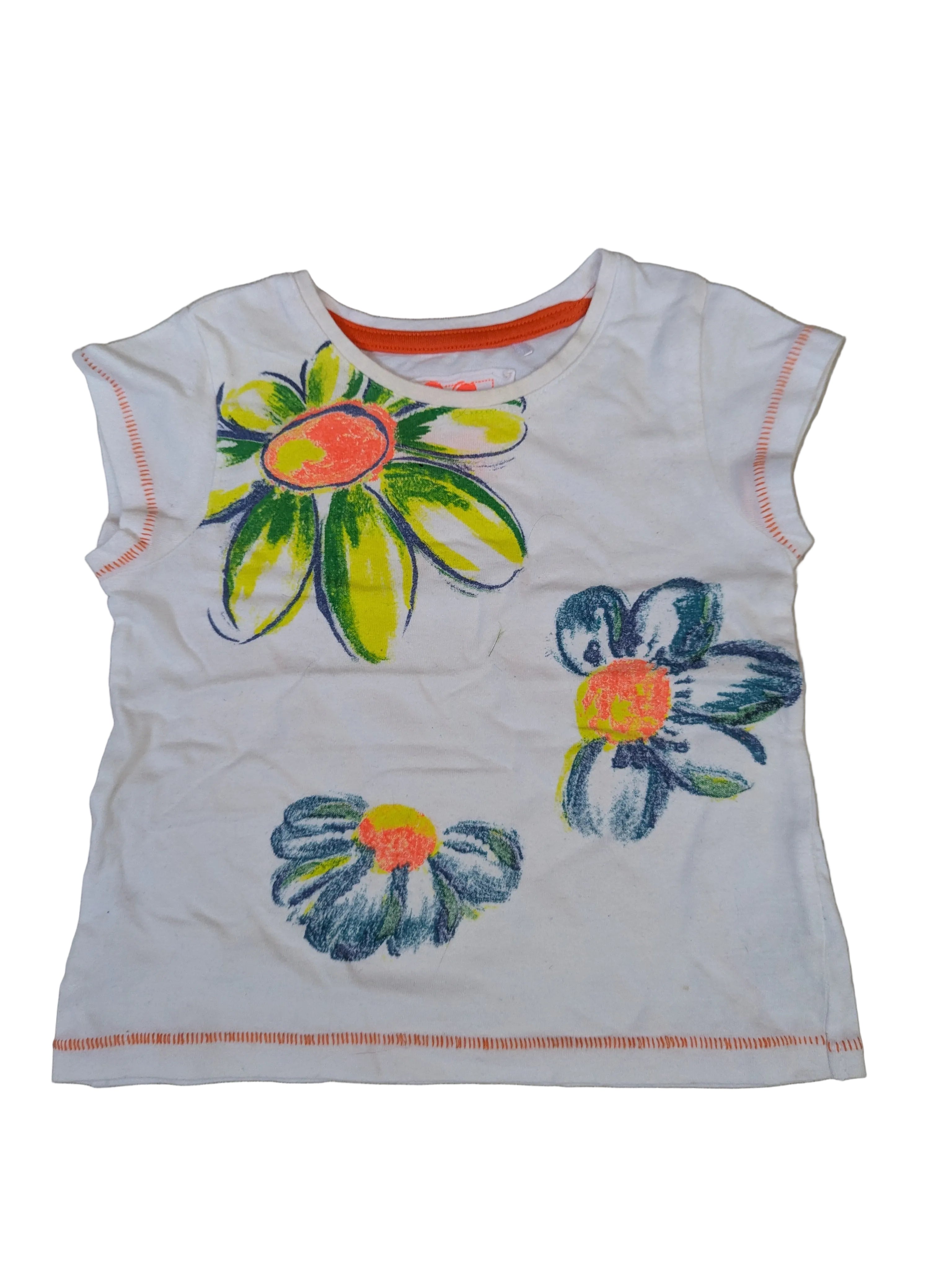 Next - T-Shirt Shirt Mädchenshirt weiss Blumen Gr. 80