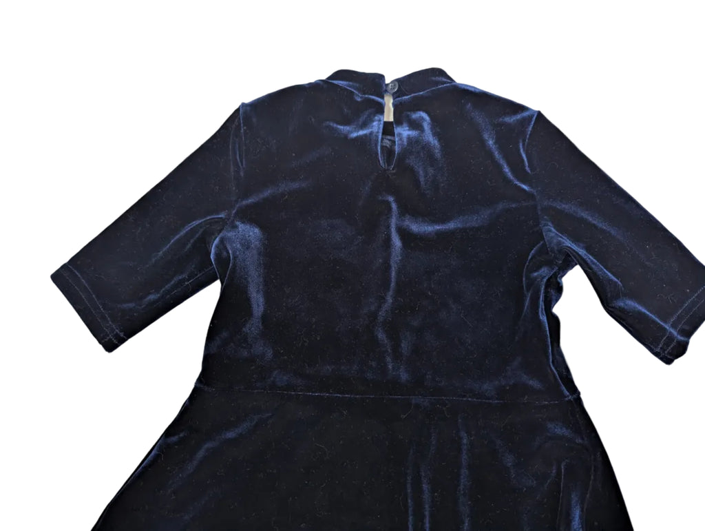 Next - Kleid Mädchenkleid Mädchen second hand Samt blau Gr. 104