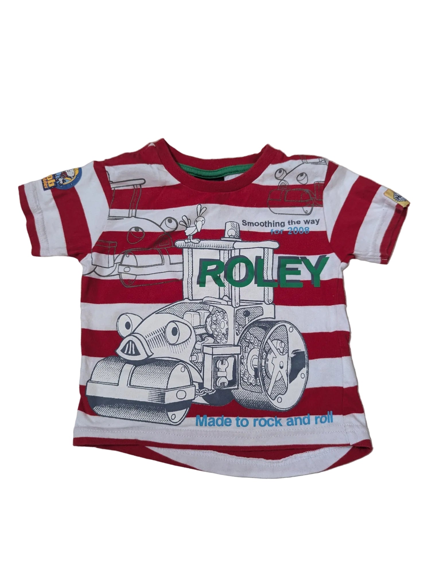 Next - Shirt Jungenshirt rot weiss Bob der Baumeister Roley second hand Gr. 74
