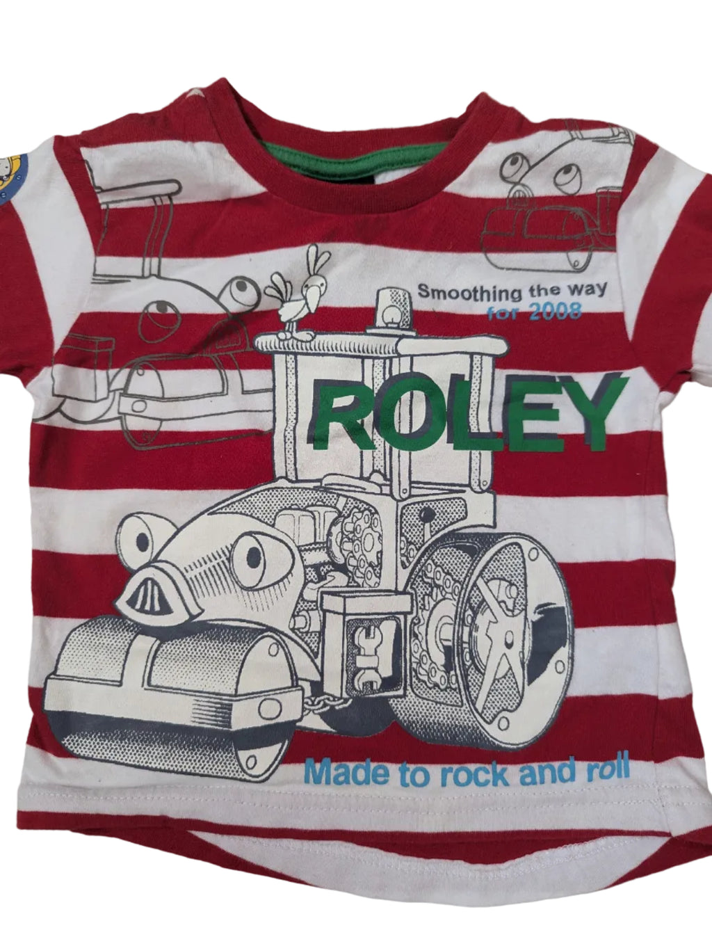Next - Shirt Jungenshirt rot weiss Bob der Baumeister Roley second hand Gr. 74