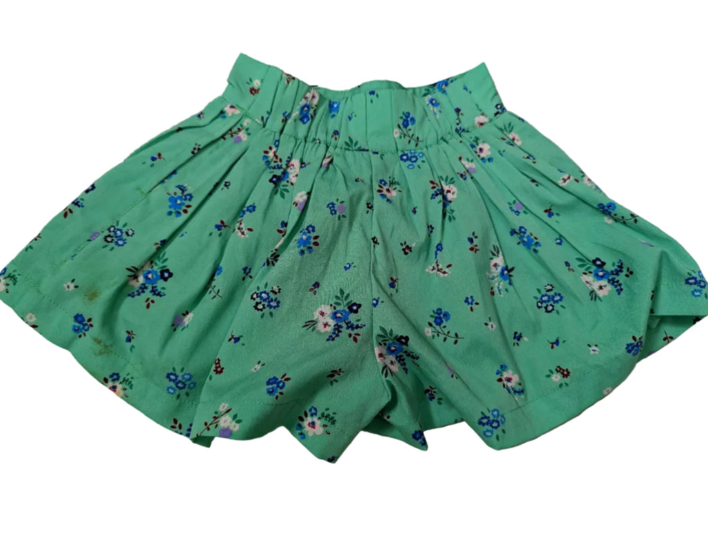 Next - Hose Short Mädchenhose Mädchen secondhand grün Blumen Gr. 74 NEU