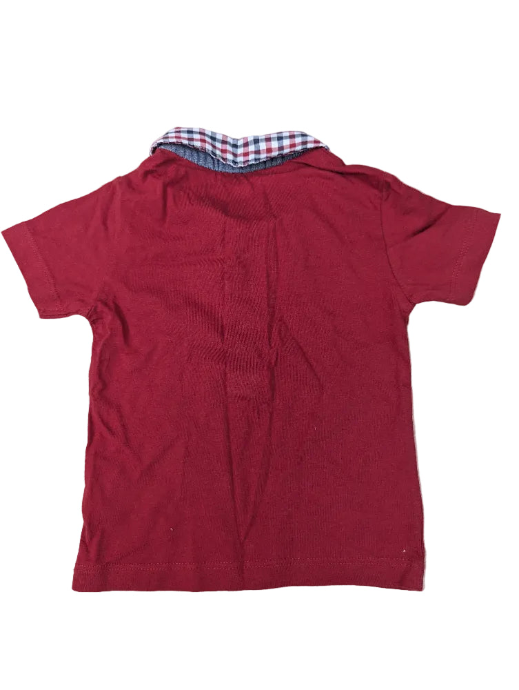 Next - T-Shirt Shirt Jungenshirt kurz rot kariert Gr. 62-68