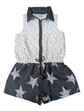 Next - Spieler Overall Strampler Jumpsuit Sterne Edel weiss grau Gr. 98