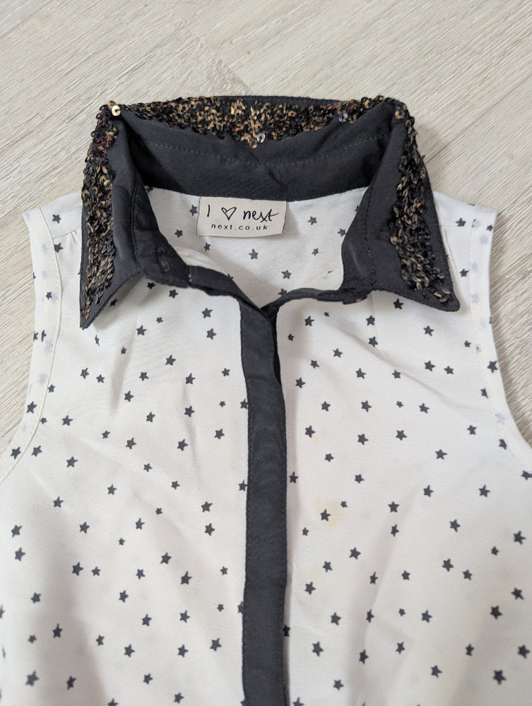Next - Spieler Overall Strampler Jumpsuit Sterne Edel weiss grau Gr. 98