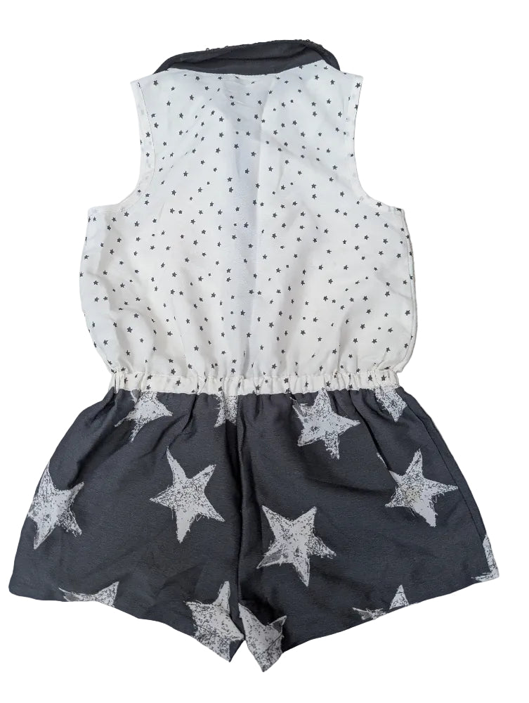 Next - Spieler Overall Strampler Jumpsuit Sterne Edel weiss grau Gr. 98