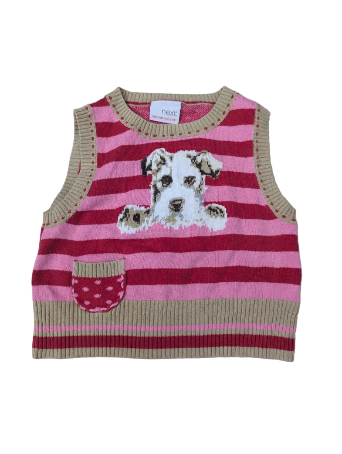 Next - Pullover Pullunder Weste Strickweste Hund Mädchen secondhand Gr. 80