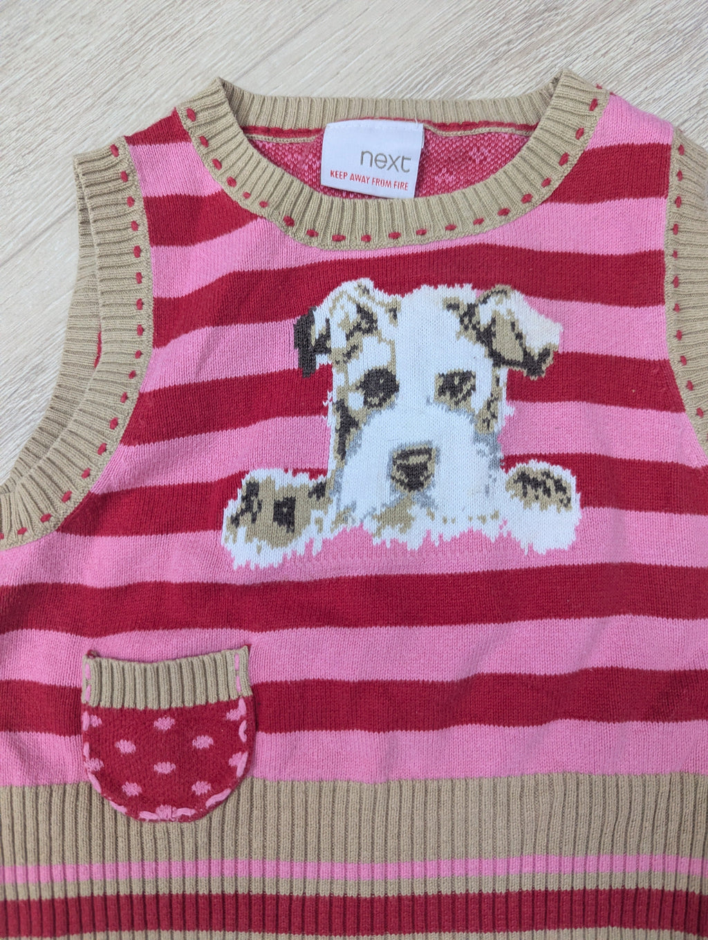 Next - Pullover Pullunder Weste Strickweste Hund Mädchen secondhand Gr. 80
