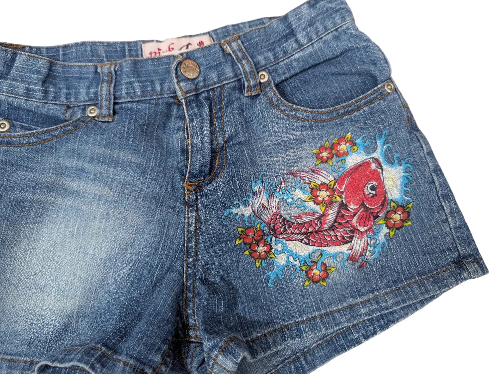 Pink Angel - Jeans Jeanshose Short blau Fisch Mädchen Gr. 116
