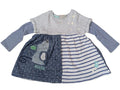 Next - Kleid Mädchen Mädchenkleid blau weiss Maus Langarm Gr. 80