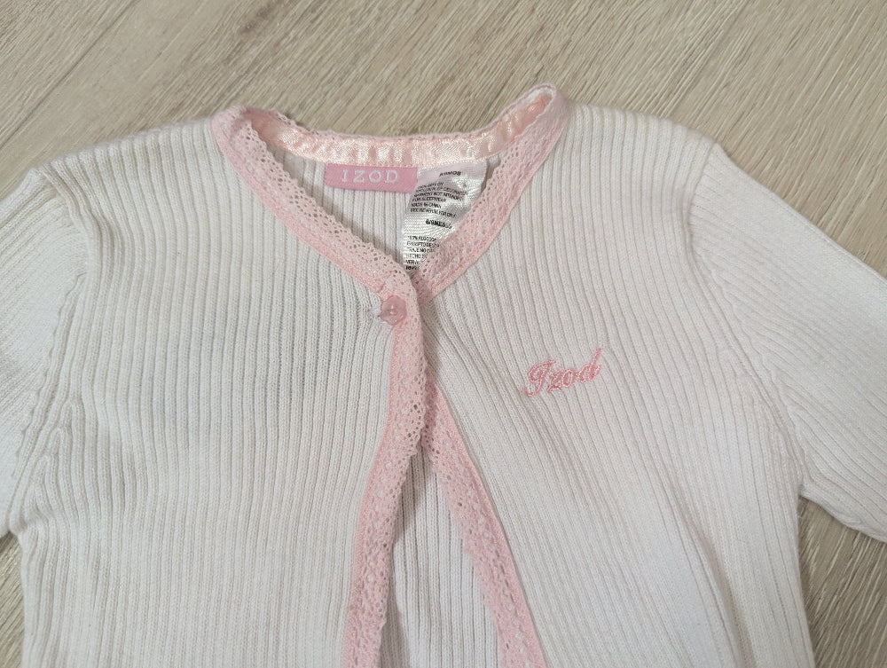 IZOD Baby-Strickjacke für Mädchen weiß mit Stickerei – Gr. 74, neu