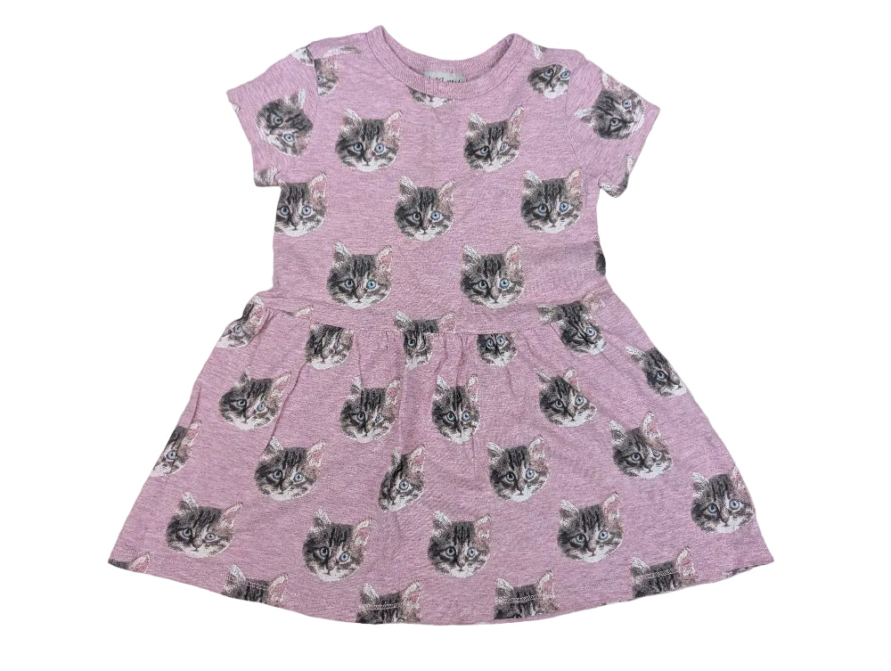 Next - Kleid Mädchenkleid Shirtkleid Mädchen rosa Katzen Gr. 98
